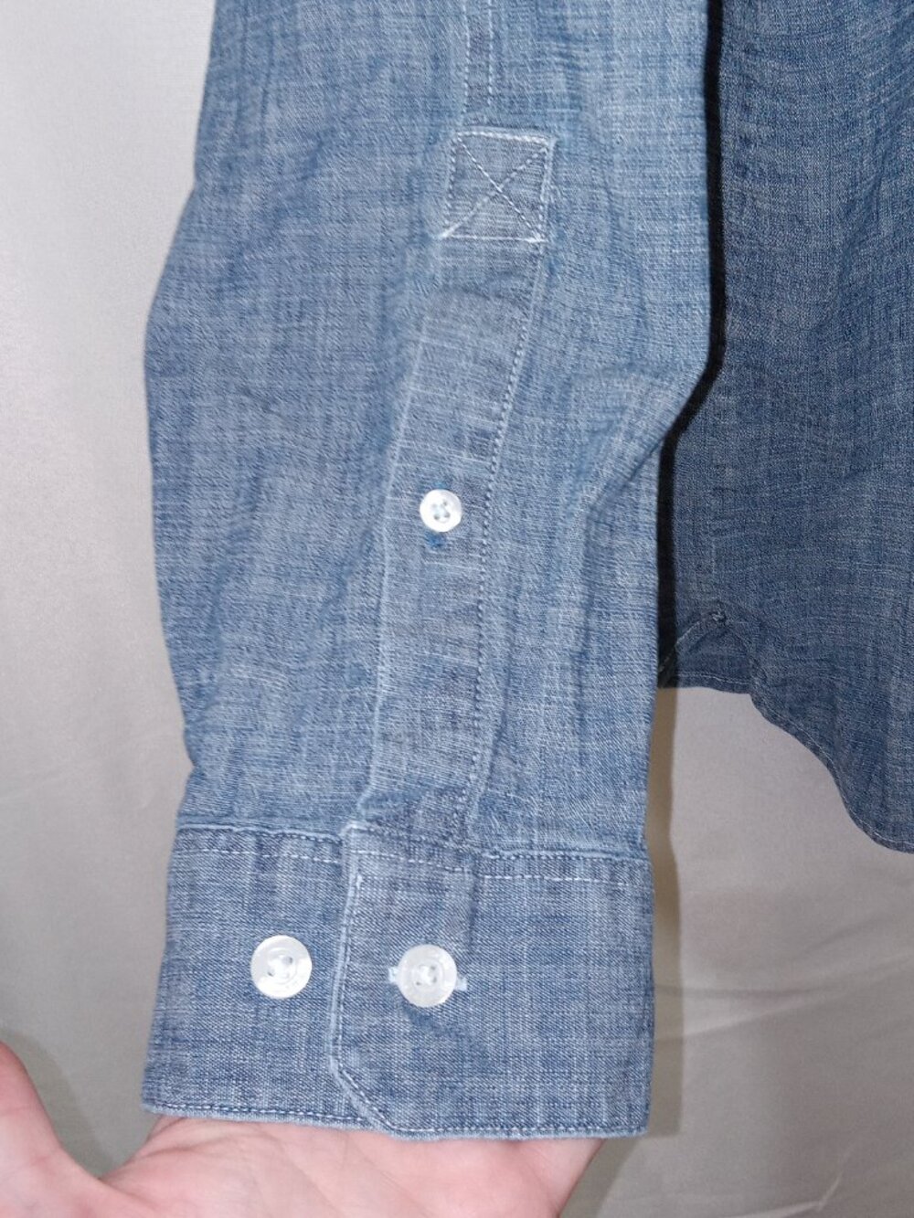 LL Bean Shirt Mens L Blue Denim Button Down Traditional Fit Chambray Outdoors - Picture 5 of 12